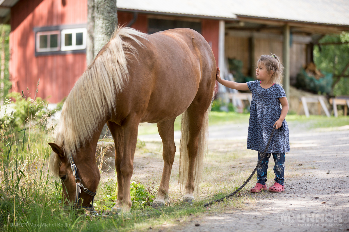 Iraqi refugee Diana and her horse Emma