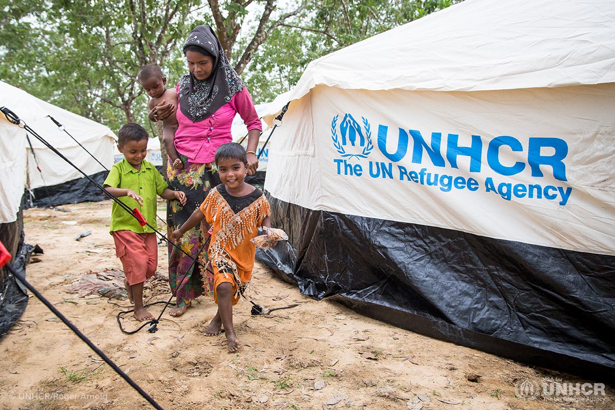 Rohingya family in refugee camp