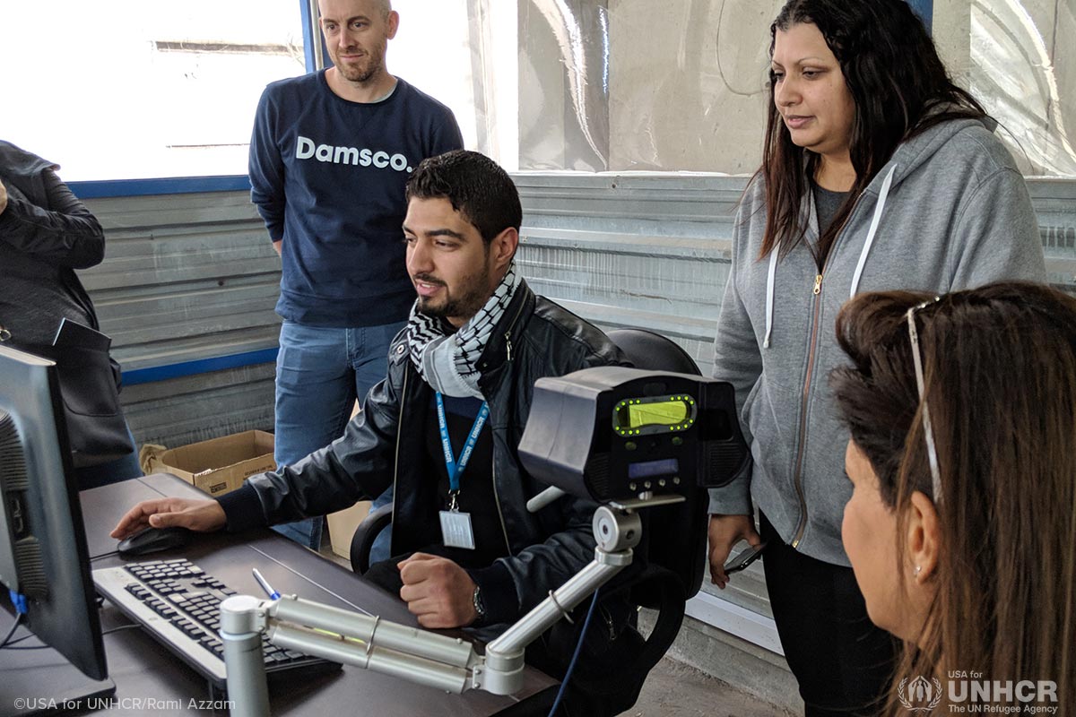 Iris scanning at Tripoli reception center in Lebanon