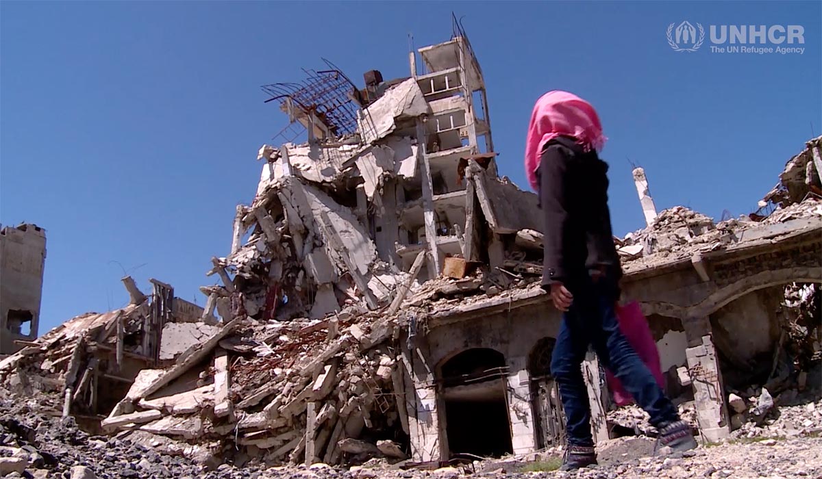 After being uprooted five times by fighting in Homs, Abdul Kader al-Haje and his family are making the best of resettling back in their home, among the debris.