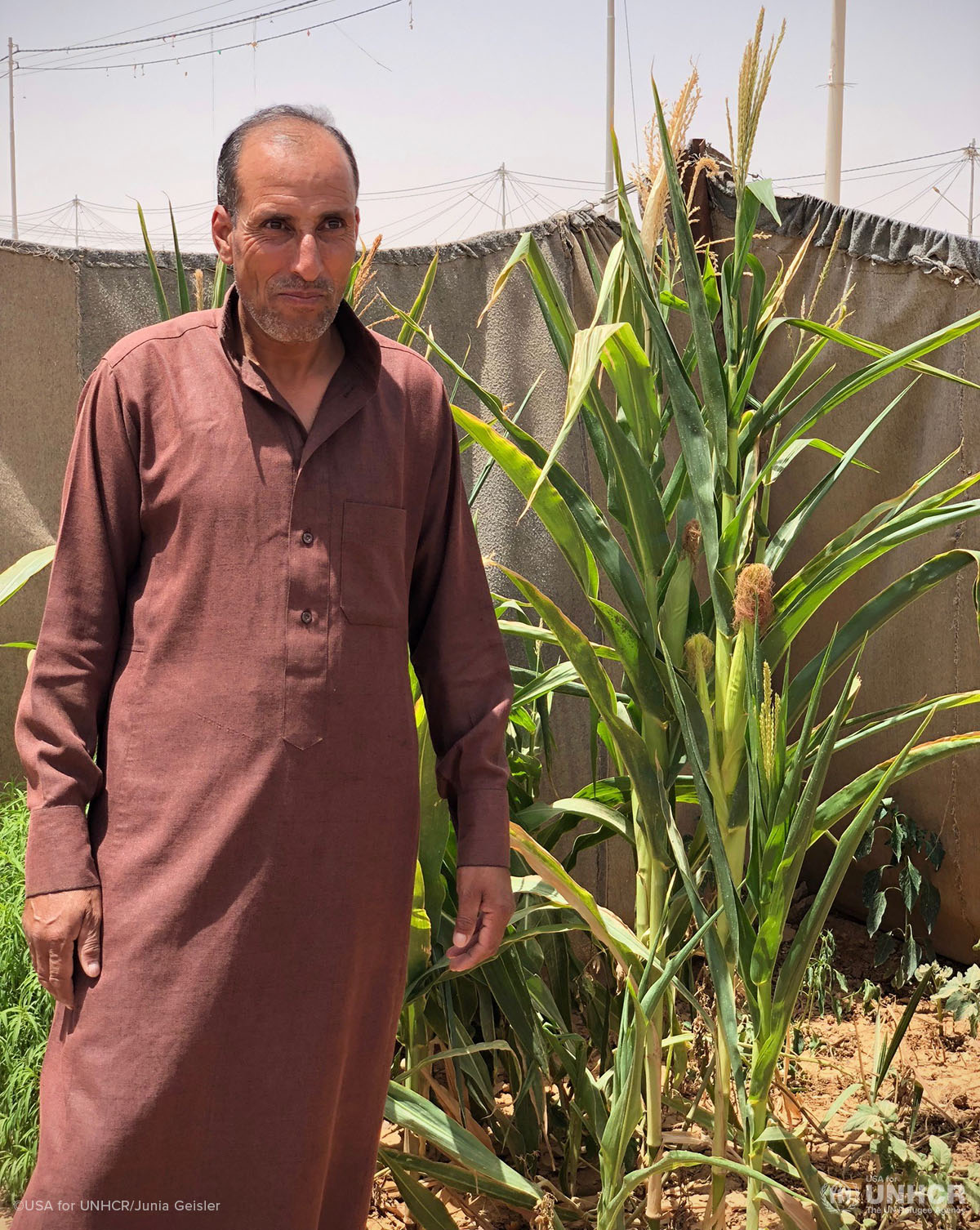 Eid proudly showed us his small garden of mint, corn, tomatoes and watermelon, an oasis of green in the middle of the desert.