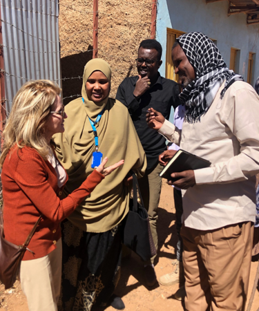 Maureen White speaking with the refugee representative committee in Ethiopia