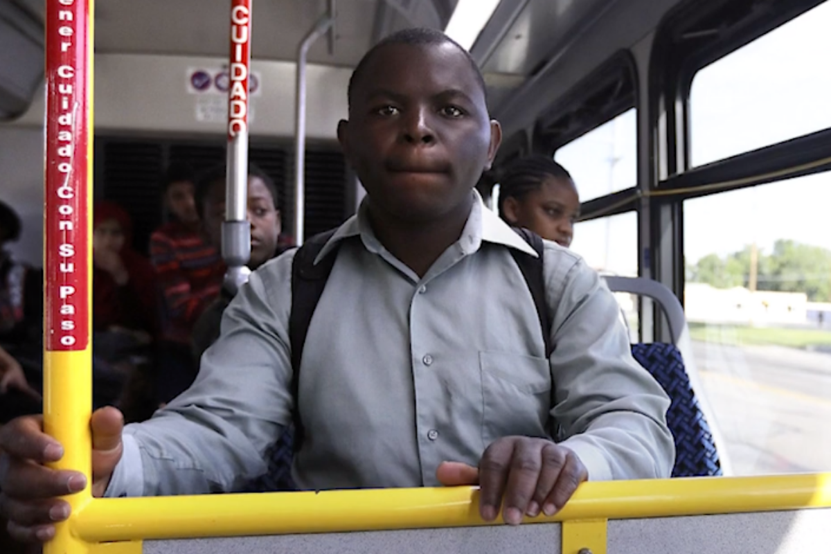 Ashraf sitting on the bus