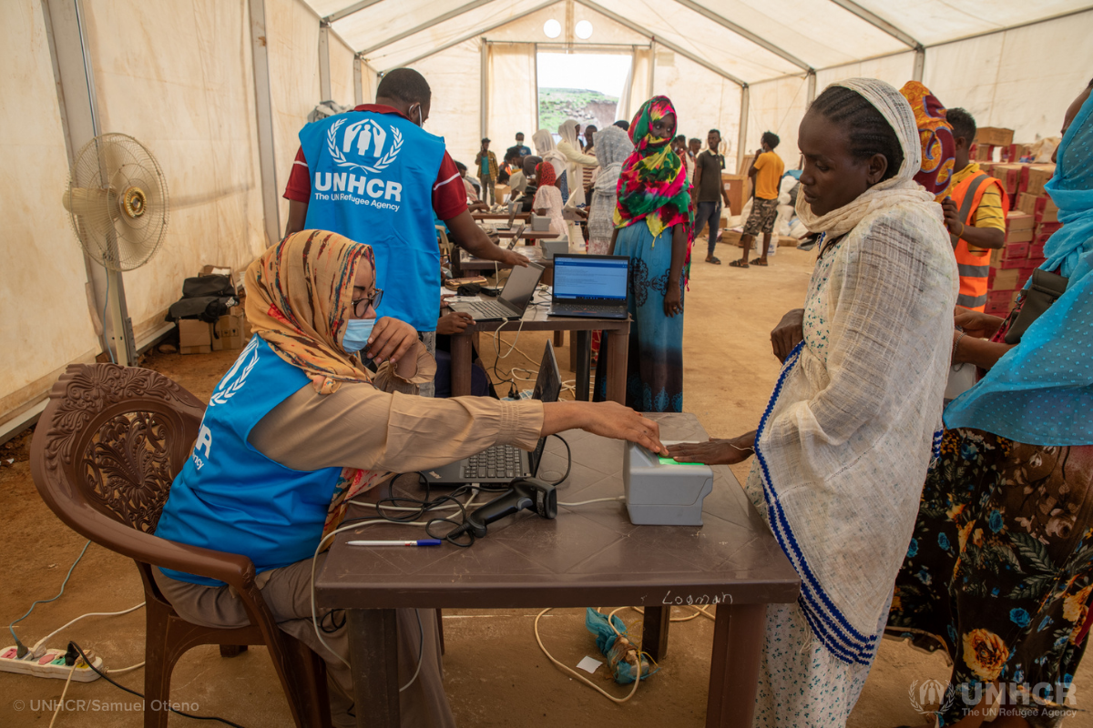 Ethiopian refugee using biometric verification