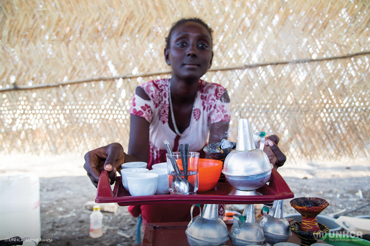 selam making coffee