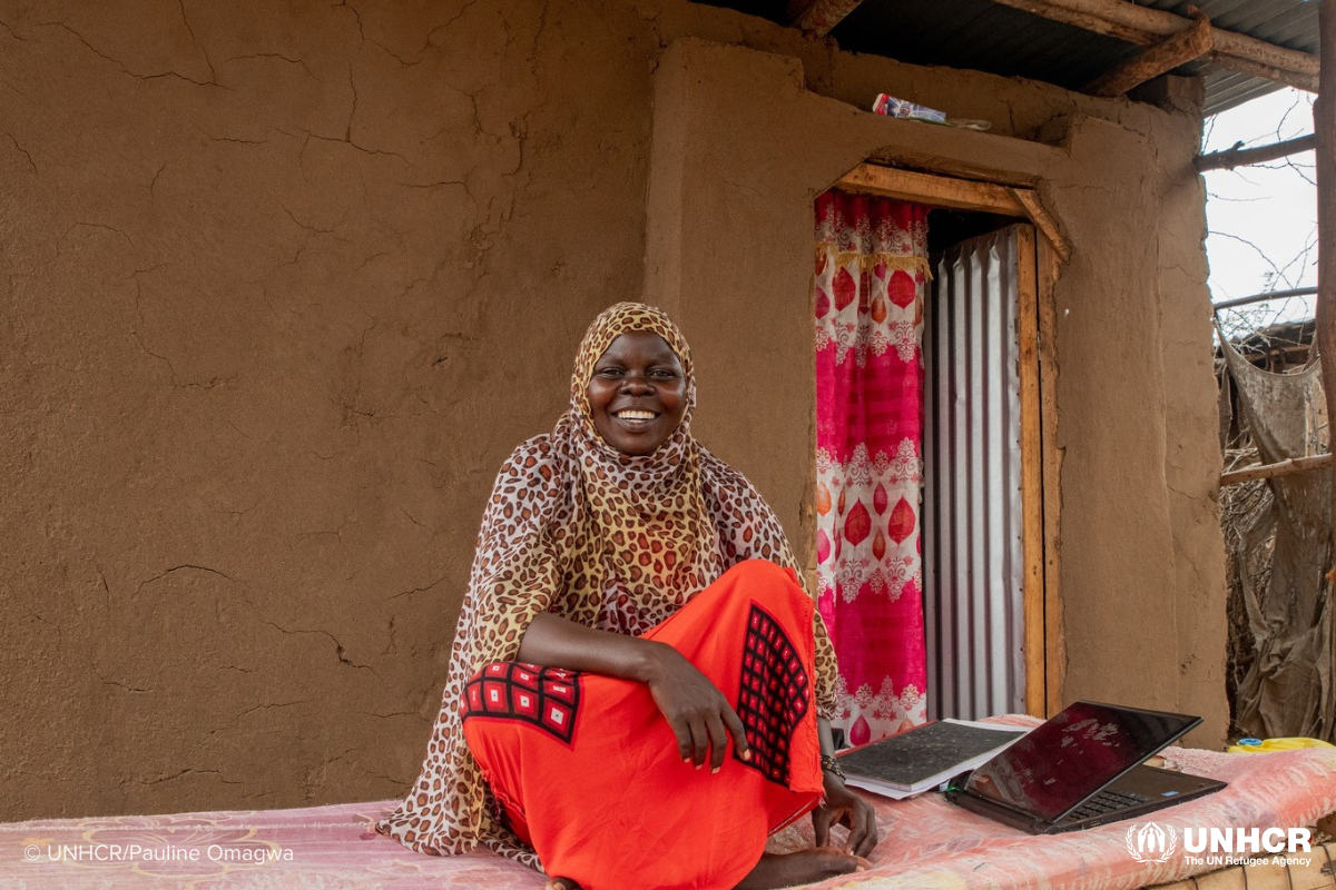 Saadia Idris: South Sudanese Refugee & Mentor outside her home in Kakuma, Kenya