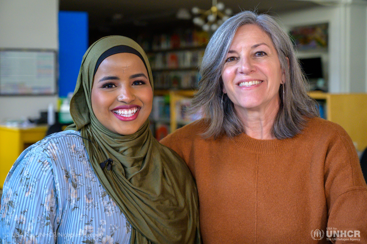 Halima and her teacher Pam Atkins