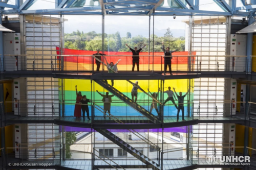 UNHCR staff and partners mark International Day Against Homophobia, Transphobia and Biphobia (IDAHOTB) at the agency’s Geneva office