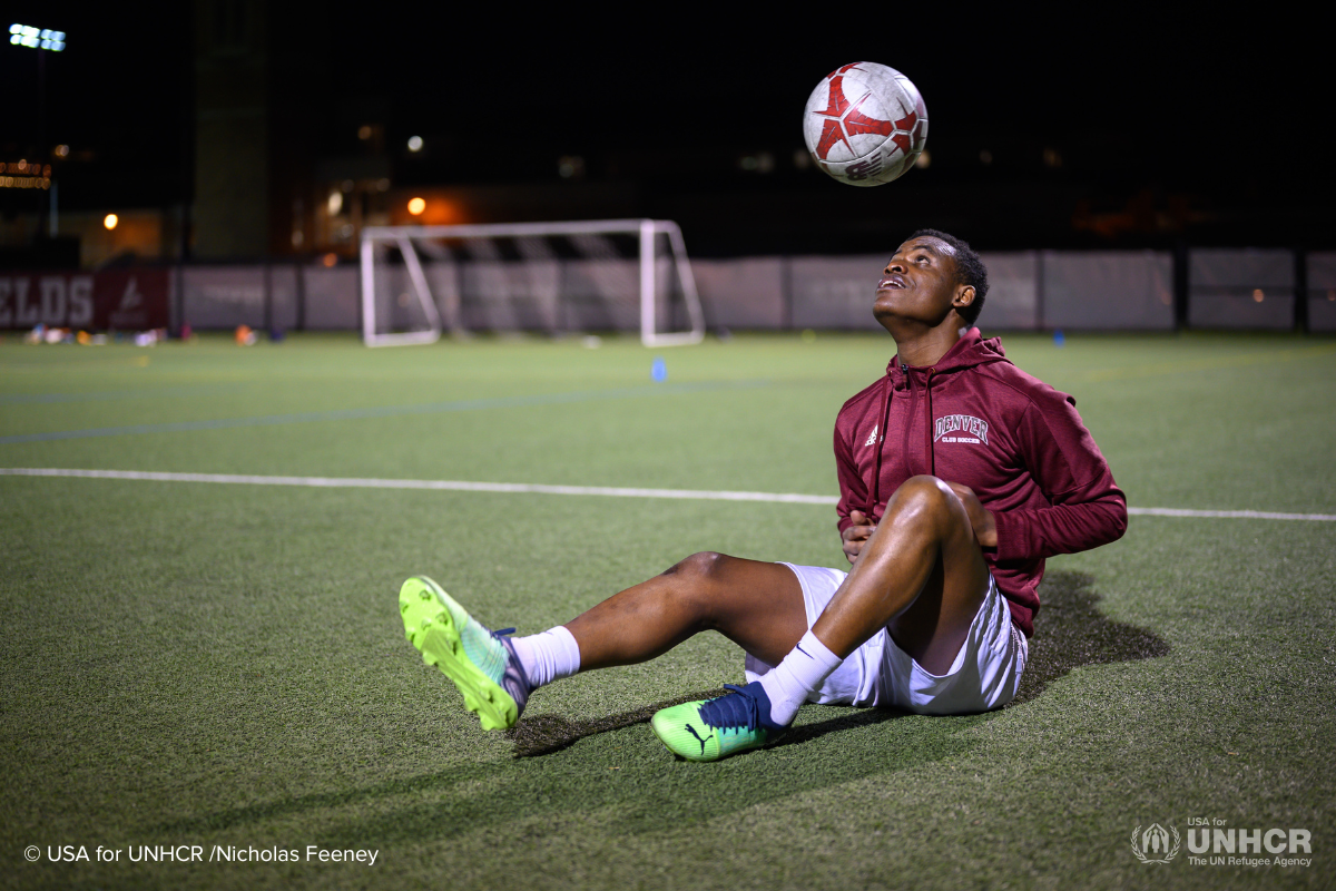 Methusella playing soccer