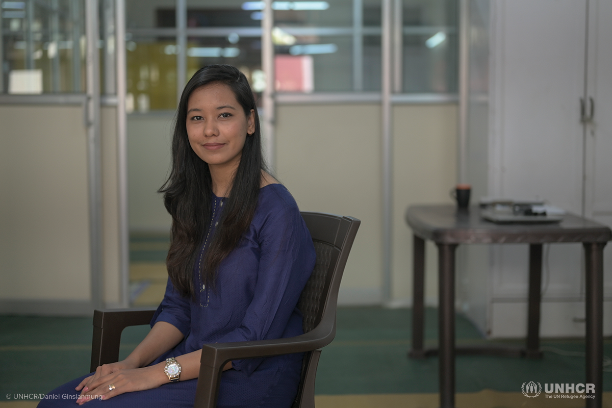 alina sitting in a classroom at her university