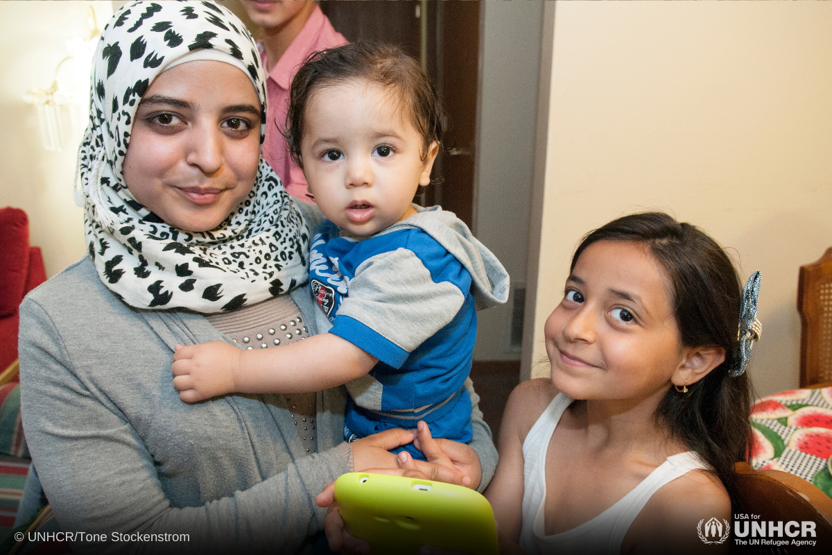 A refugee family from Syria pictured at their home, in May 2016. They were previously resettled to the United States from Jordan.