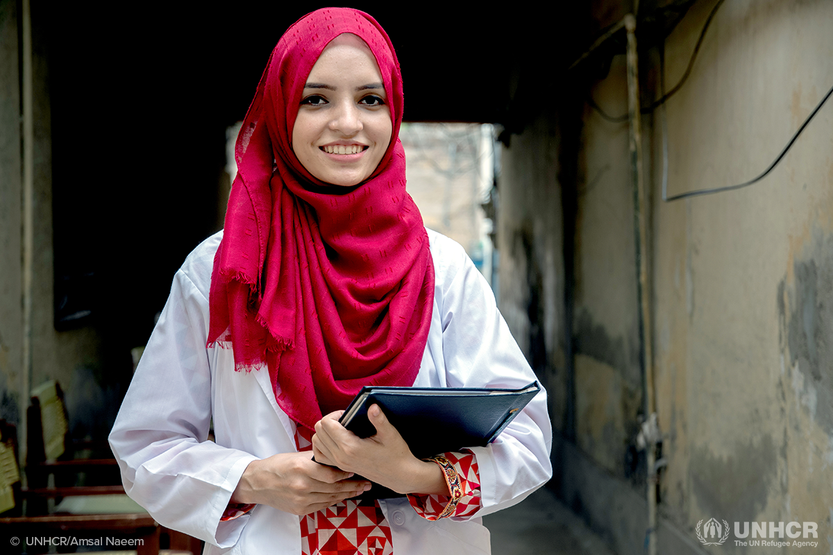 Dr. Saleema Rehman pictured during a visit to the school she attended as child in Attock, Pakistan