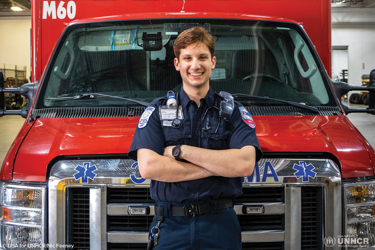 Abdallah in EMT uniform