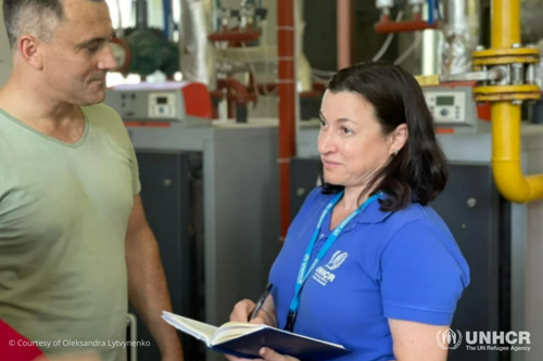 Oleksandra Lytvynenko at a transit centre for internally displaced people in Novomoskovsk, Ukraine on 9 August, 2022.