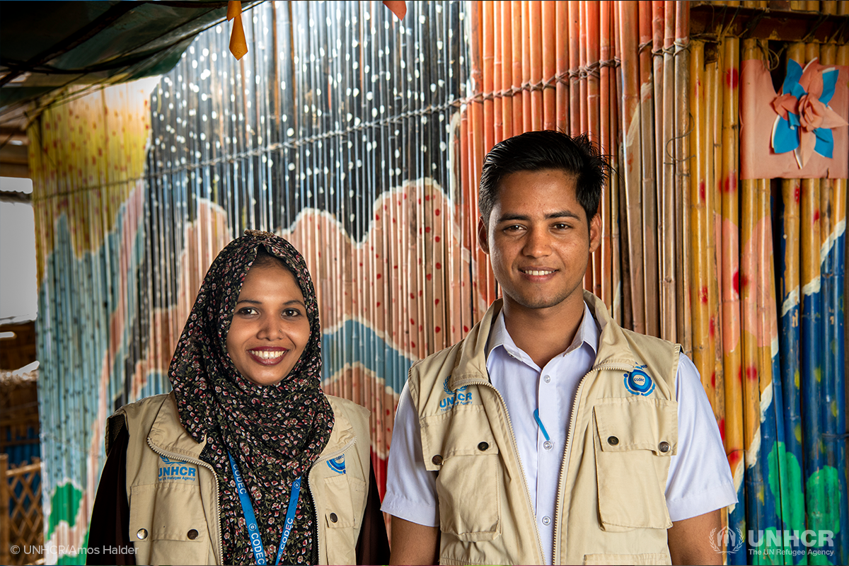 rohingya teacher and bangladeshi teacher smiling