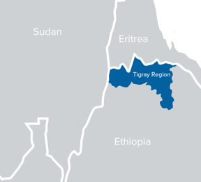 map of Tigray region