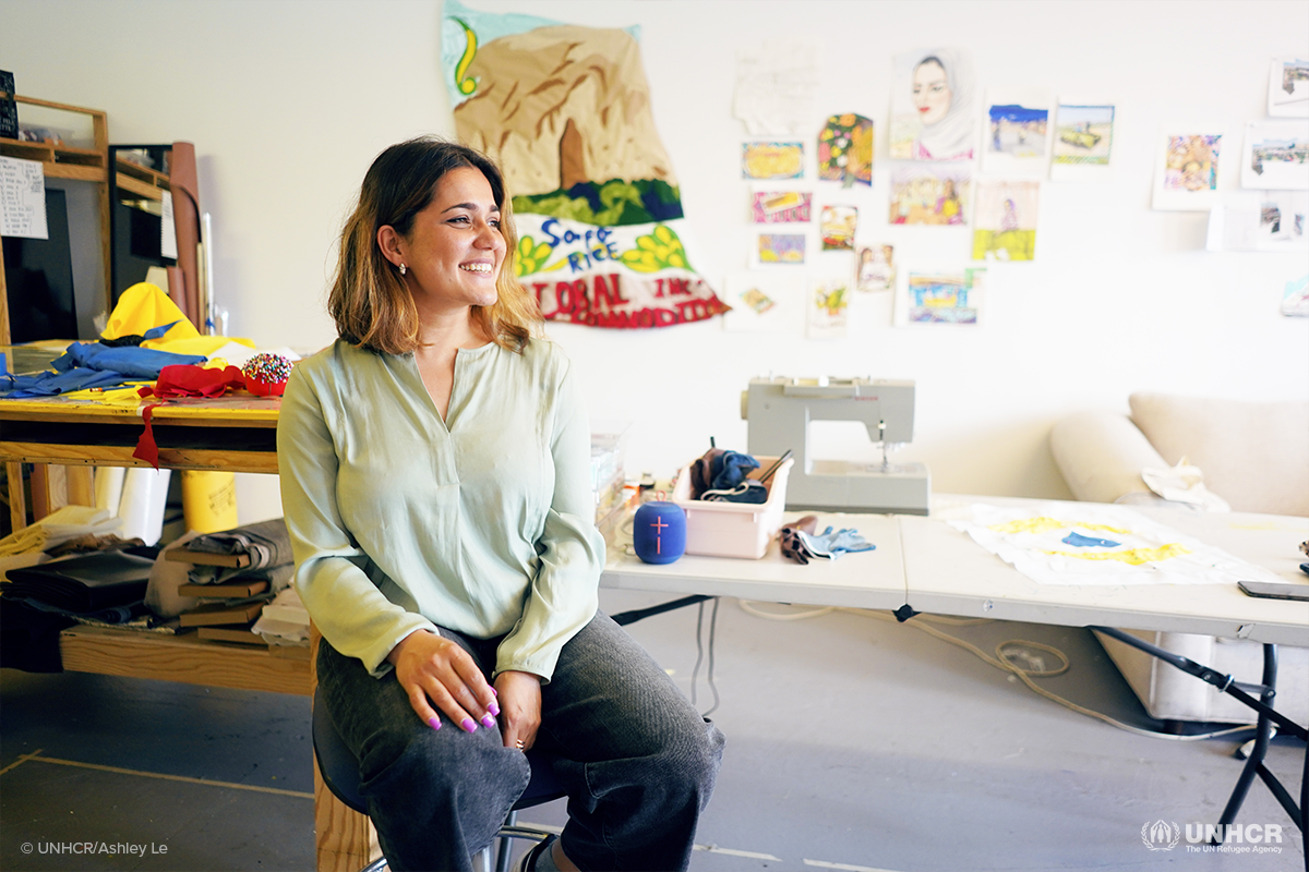 hanagama amiri sitting in her studio