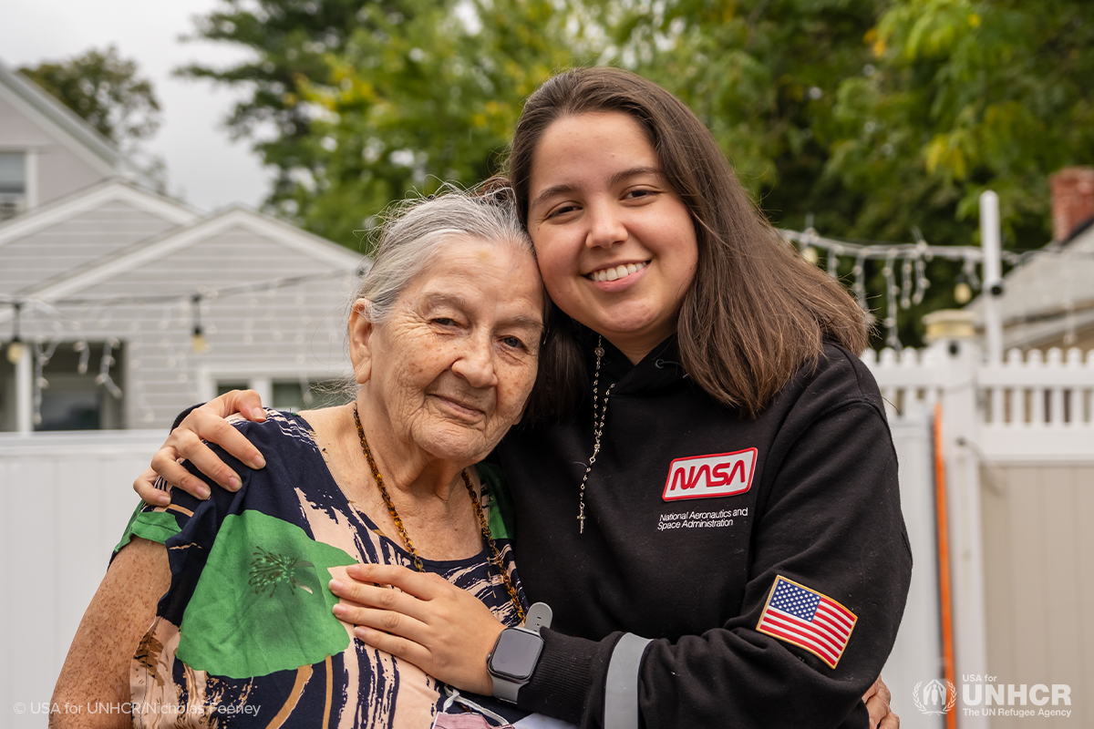 laura poses with her grandmother